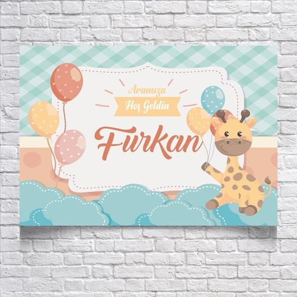 Zürafa Temalı Doğum Günü Afişi 50x70 Cm ürün görseli 1