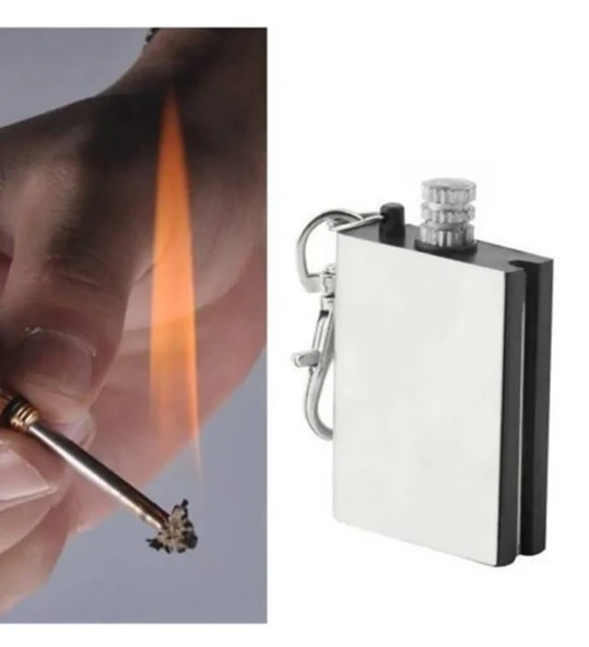 Benzinli Çakmak Metal Kibrit Magnezyum Çubuğu Anahtarlık ürün görseli 1