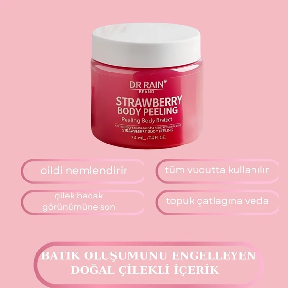 DR.RAİN EL AYAK VUCUT PEELİNG ÇİLEK ÖZLÜ TUZ PEELİNG NEMLENDİRİCİ ARINDIRICI 300 ML ürün görseli 1