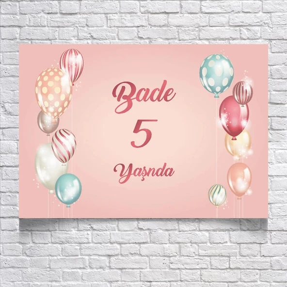 Balon Temalı Doğum Günü Afişi 100x150 Cm ürün görseli 1