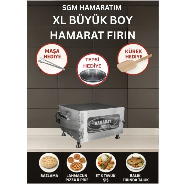 SGM Hamaratım & Elis Concept Hamarat Xl Büyük Boy Pratik Fırın 2000w Bazlama Lahmacun Ekmek Pide ürün görseli 1