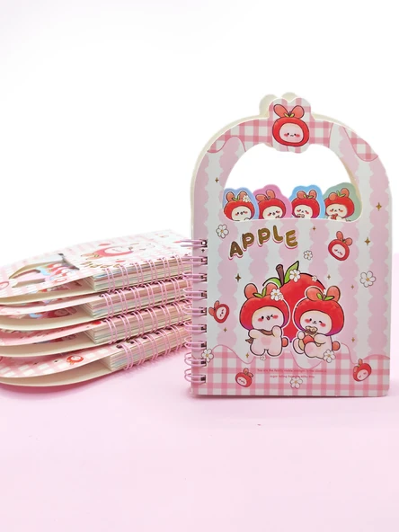 Apple Elma Tavşan Ayraçlı A6 Not Defteri (10x15 cm) - Tatlı Tavşanlar ürün görseli 1