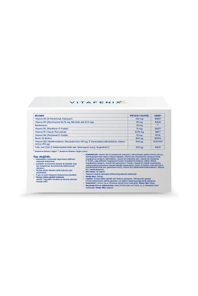 Vitafenix Aktif B Kompleks Benfotiamin B12 B6 Ve Tüm Aktif B Vitaminlerini Içeren Takviye 30 Kapsül ürün görseli 1
