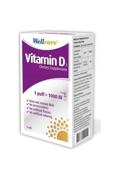 Wellcare Vitamin D3 1000 IU 5 ml ürün görseli 1