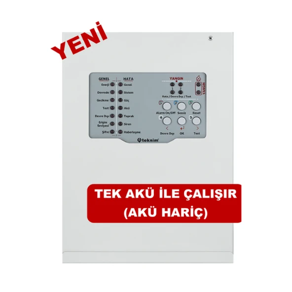 Teknim TFP-3122 2 Bölgeli Konvansiyonel Yangın Alarm Paneli. Tek Akü ile Çalışır (Akü Hariç) EN54-2/4 Sertifikalı ürün görseli 1