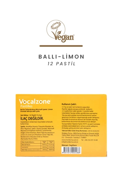 Vocalzone Ballı-Limon 12 Pastil - Resim 2