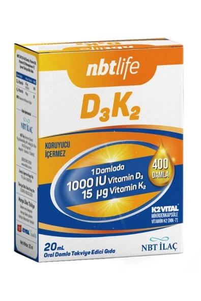 Nbt Life Vitamin D3k2 20 ml Oral Damla ürün görseli 1