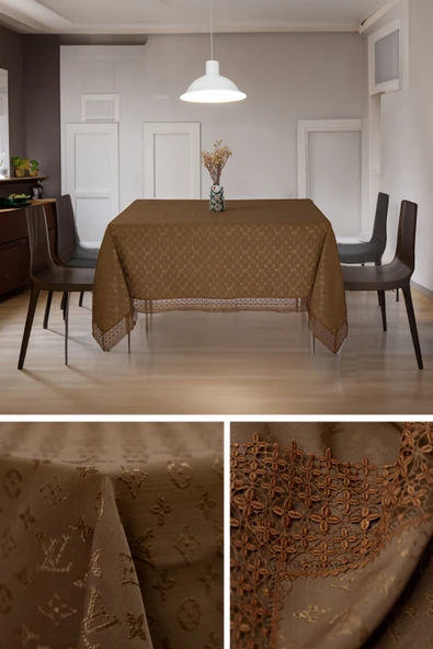 Louis Vuitton Masa Örtüsü 160*220 Cm "BRODE GÜPÜRLÜ" KDK İplik Özel Jakar Dokuma Dertsiz Leke Tutmaz Özel Kutulu ürün görseli 1