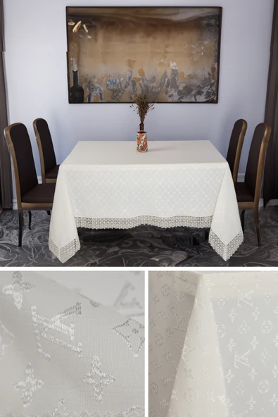 Louis Vuitton Masa Örtüsü 160*220 Cm "BRODE GÜPÜRLÜ" KDK İplik Özel Jakar Dokuma Dertsiz Leke Tutmaz Özel Kutulu ürün görseli 1