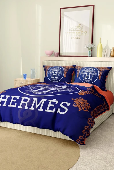 Marka Nevresim Takımı Çift Kişilik Pamuklu Saten Kumaş 6 Parça 3D Dijital Baskı Duvet Cover Set Model No:62 ürün görseli 1