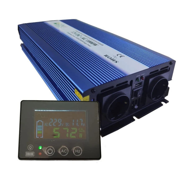 Alpex 1000 Watt 12 Volt Tam Sinüs UPS Bluetooth Ekranlı İnverter ürün görseli 1