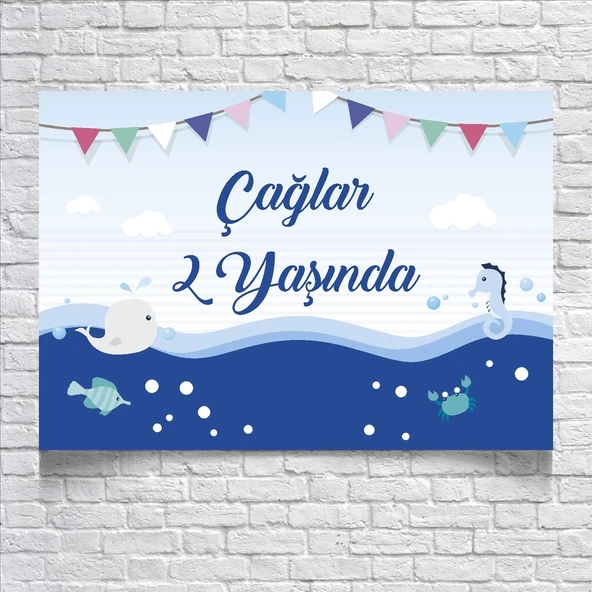 Deniz Temalı Doğum Günü Afişi 100x150 Cm ürün görseli 1