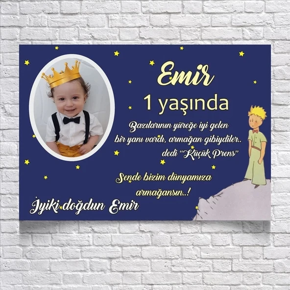 Küçük Prens Temalı Doğum Günü Afişi Resimli 70x100 Cm ürün görseli 1