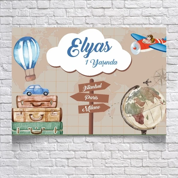 Seyehat Temalı Doğum Günü Afişi 70x100 Cm ürün görseli 1