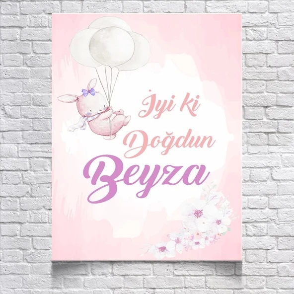 Pembe Balon Temalı Doğum Günü Afişi 35x50 Cm ürün görseli 1