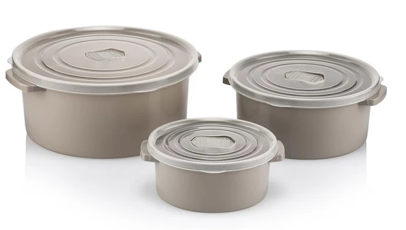 Omnipazar SY-2900 Yuvarlak Plastik Mikrodalga Saklama Kabı 3 lü Set Krem ürün görseli 1