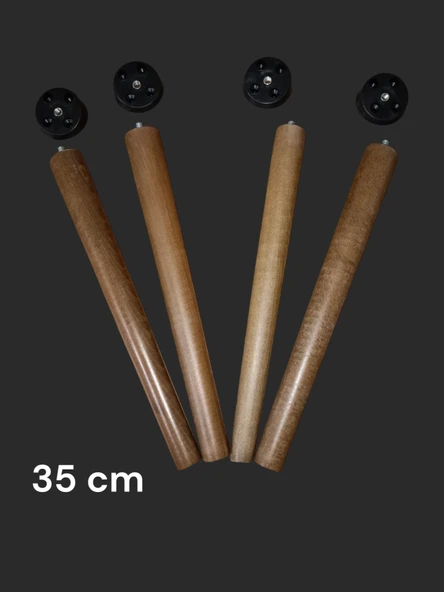 35 Cm Ceviz Ahşap Ayak Sehpa,Komidin,puf,Sandalye Ayağı -4 ADET- ürün görseli 1
