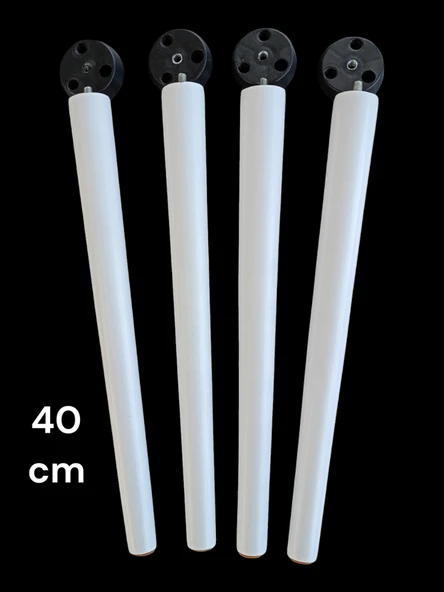 40 Cm Beyaz Ahşap Ayak Sehpa,Komidin,puf,Sandalye Ayağı ürün görseli 1