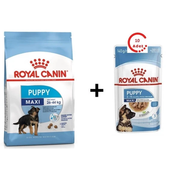 Royal Canin Maxi Puppy Köpek Maması 15 kg + 10 Adet Royal Canin Maxi Puppy Köpek Yaş Maması 140g ürün görseli 1