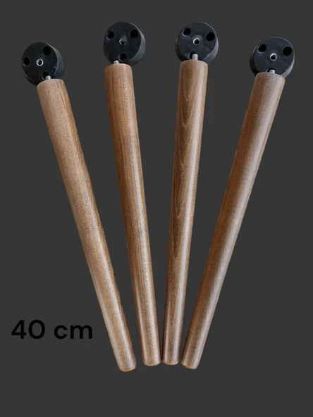 40Cm Ceviz Ahşap Ayak Sehpa,Komidin,puf,Sandalye Ayağı -4 ADET- ürün görseli 1