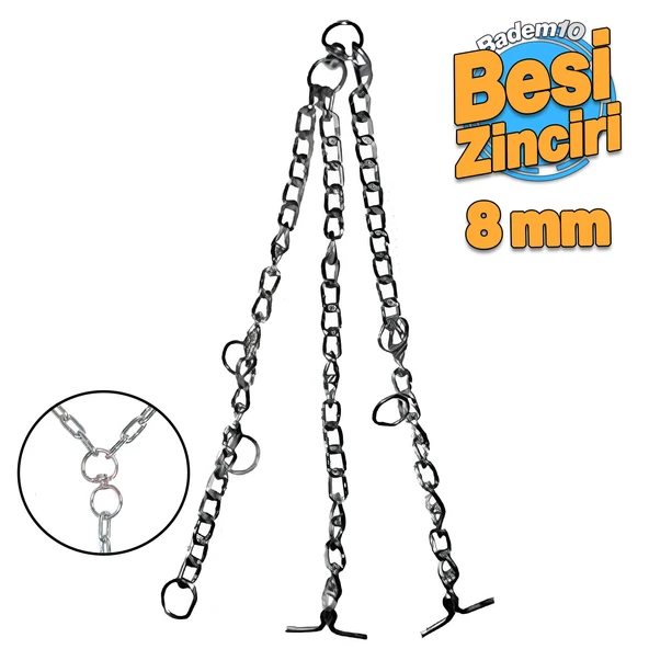 Yüksek Kalite Bükülü 2.5 Kg Besi Zinciri 8 mm 70 x 100 cm Küçük-Büyük Baş Hayvan Kurbanlık Zincir ürün görseli 1