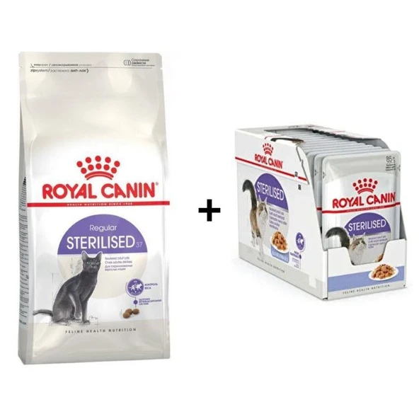 Royal Canin Sterilised Kısır Kedi Maması 15 Kg + 12 Adet Royal Canin Sterilised Gravy Yaş Kedi Maması 85 gr ürün görseli 1