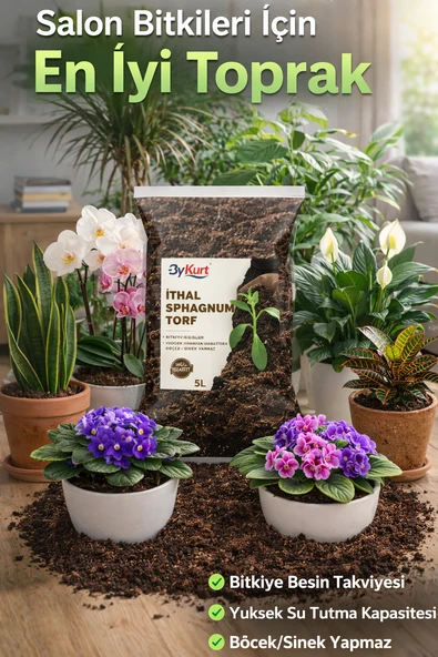 ByKurt 5L Premium Bitki Toprağı İthal Sphagnum TS1 Torf Sinek Böcek Yapmaz Toprak ürün görseli 1