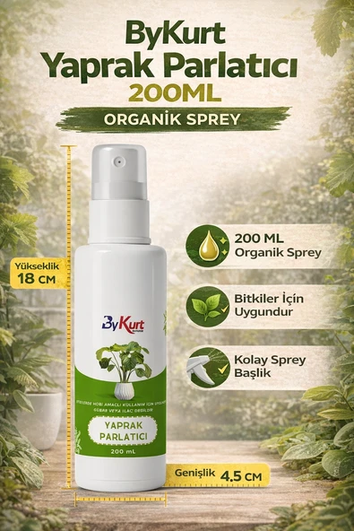ByKurt Yaprak Parlatıcı 200ML Organik Sprey Böcek ve Sinek Önleyici Bitki Temizleyici ürün görseli 1