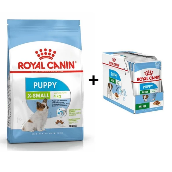 Royal Canin X-Small Puppy Küçük Irk Yavru Köpek Maması 3 Kg + 12 Adet Yaş Mama ürün görseli 1