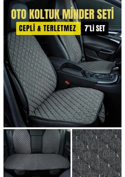 jaguar-f-pace-2016 - 2020 Terletmez Kaymaz Keten Oto Minder Kılıf Komple Set(7Parça) Gri ürün görseli 1