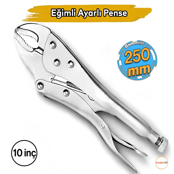 10" İnç 250 mm Eğimli Ayarlı Ayarlanabilir Metal Çelik Pense Çok Amaçlı Pense Mengene Sıkma Sökme El Aleti ürün görseli 1