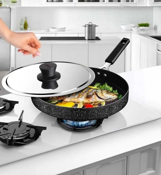 Lavonni 32 cm Kapaklı  Granit Balık Tavası ürün görseli 1