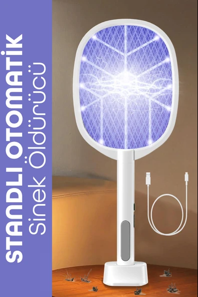 USB Şarjlı UV Işıklı Elektrikli Sivrisinek Öldürücü Raket Sinek Öldürücü Arı Sivri Sineksavar 806L ürün görseli 1