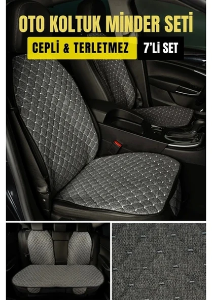 Kia Ceed 2012 - 2018 Terletmez Kaymaz Keten Oto Minder Kılıf Komple Set(7Parça) Füme ürün görseli 1