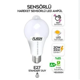 FLASH POINT E27 DUY SENSÖRLÜ LED AMPÜL 20 W 2000LM BEYAZ IŞIK ürün görseli 1