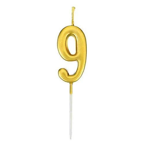 9 Yaş Gold Rakam Mum - Resim 2