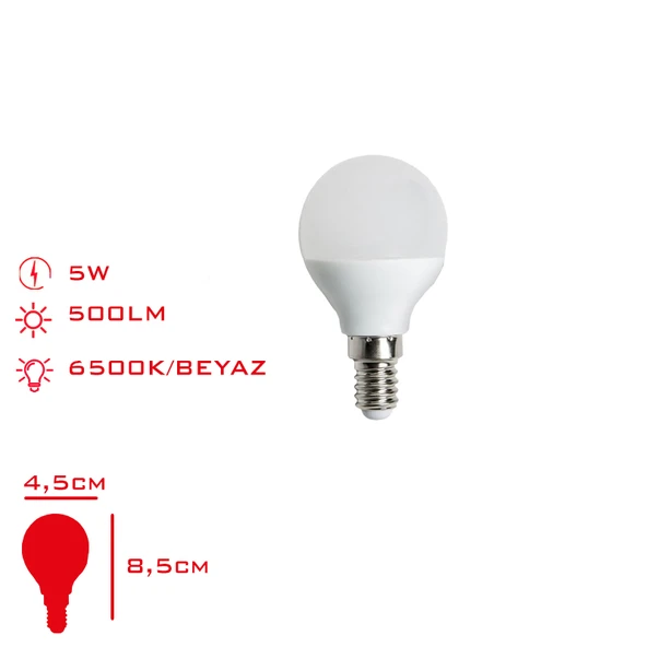 LEVA E14 DUY LED AMPÜL 5 W 500LM BEYAZ IŞIK ürün görseli 1