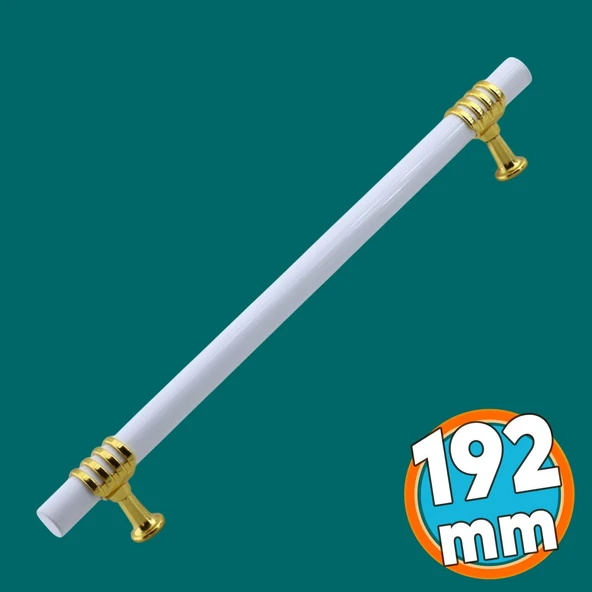 Mobilya Mutfak Dolabı Çekmece Dolap Kulpları Kapak Kulpu Kulbu Beyaz Altın 192 mm Metal Kulp ürün görseli 1