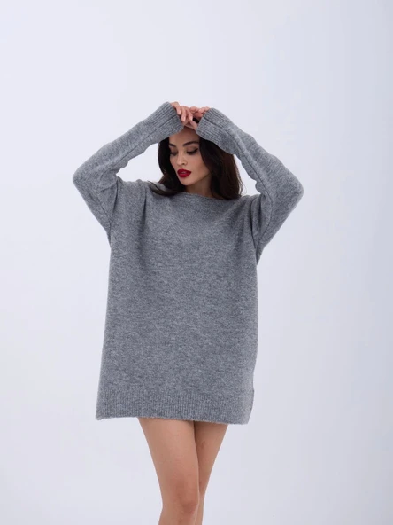43221 TRİKO ARKA V SALAŞ KAZAK-GRİ - Resim 2
