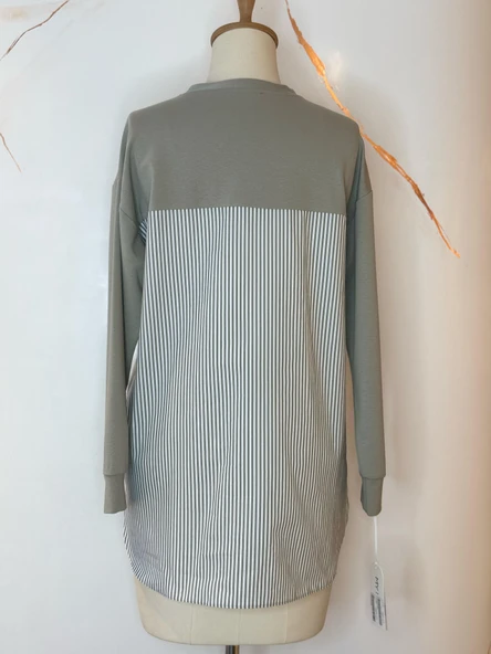 TAŞLI CEPLİ DANTELLİ SWEATSHIRT - Resim 2