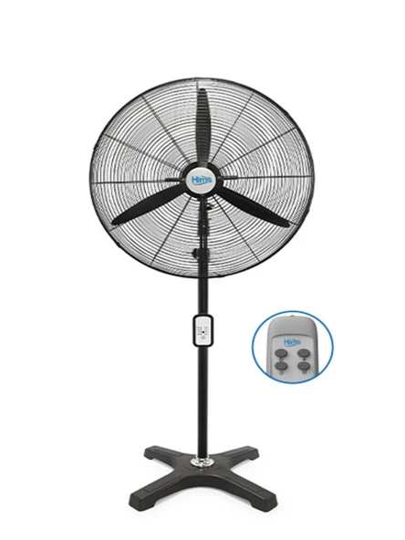 Hims HEF-AK650 190W 65 cm Siyah 3 Kanat Kumandalı Sanayi Tipi Ayaklı Vantilatör ürün görseli 1