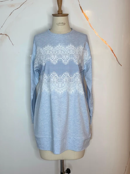 ŞERİT DANTEL DETAYLI SWEATSHIRT - Resim 4