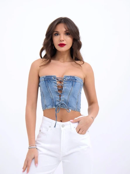 6878 KOT CROP-MAVİ ürün görseli 1