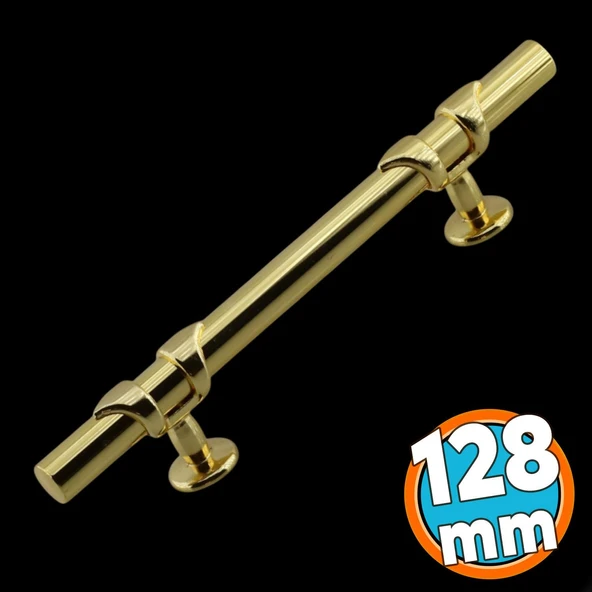 Mobilya Çekmece Mutfak Dolabı Dolap Kulpları Kulbu Kulpu Altın Gold Metal Kulp 128 mm -12.8 cm ürün görseli 1