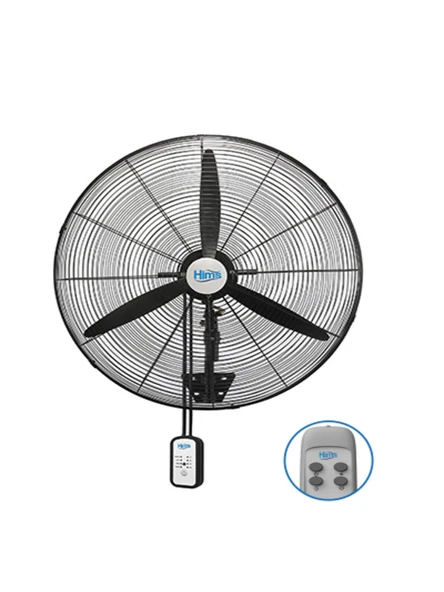 Hims HEF-DK650 190W 65 cm Siyah 3 Kanat Kumandalı Sanayi Tipi Duvar Vantilatörü ürün görseli 1