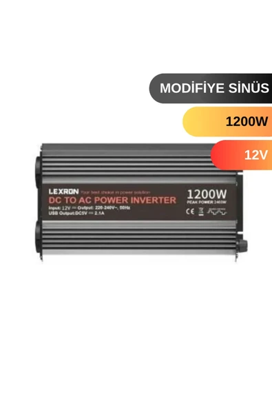 1200 W Watt 12v Modifiye Sinus Inverter LEXRON ürün görseli 1