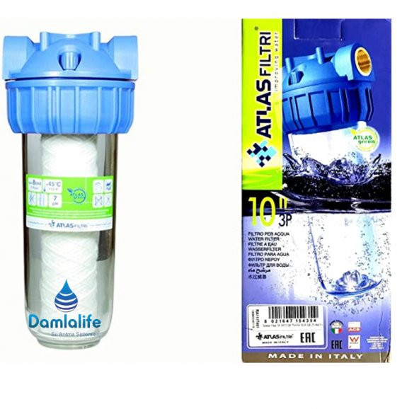 Damlalife Atlas 10"inç  Italyan Housing 5 Micron Sediment Iplik Filtre ürün görseli 1