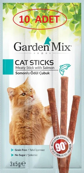 10 Adet Gardenmix Somonlu Kedi Stick Ödül 3*5g Skt: 01/2026 ürün görseli 1