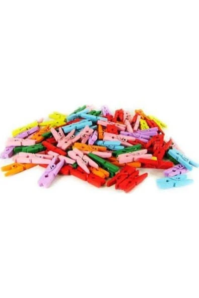 Küçük Renkli Mini Mandal 25 Li Paket Mini Ahşap Mandal Fotoğraf Mandalı 2,5 Cm ürün görseli 1