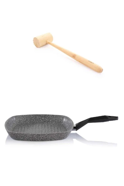 Schafer Granit Grill Tava 28 CM ve Bambu Et Döveceği ürün görseli 1